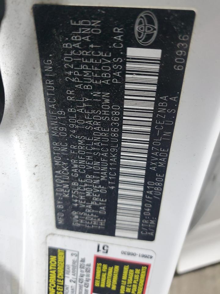 4T1C11AK9LU863680 TOYOTA CAMRY 2020
