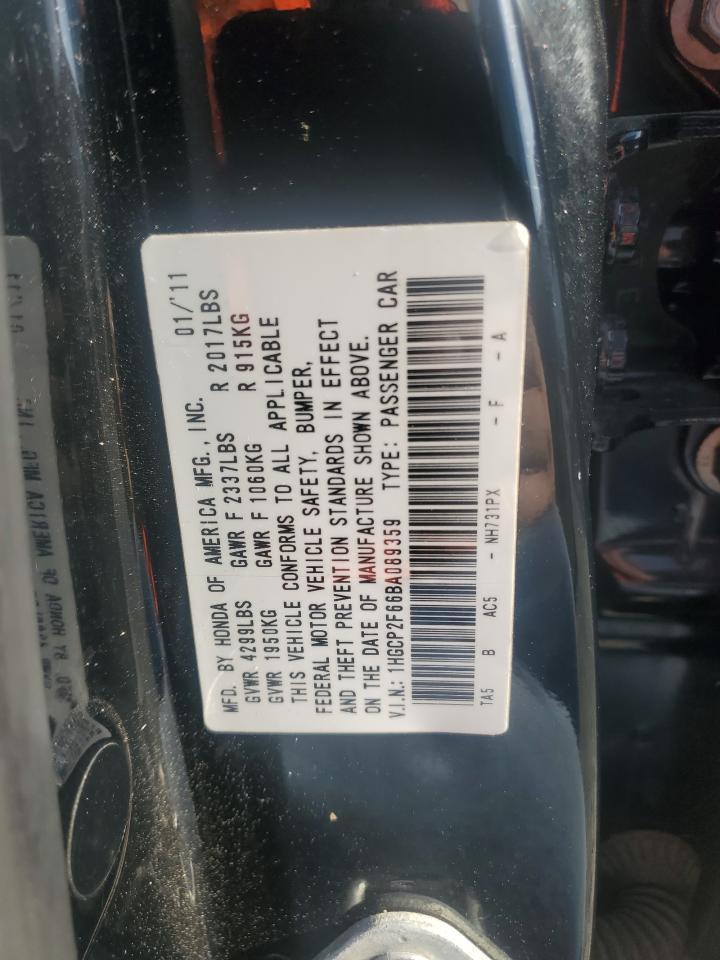 2011 Honda Accord Se VIN: 1HGCP2F66BA089359 Lot: 53871595