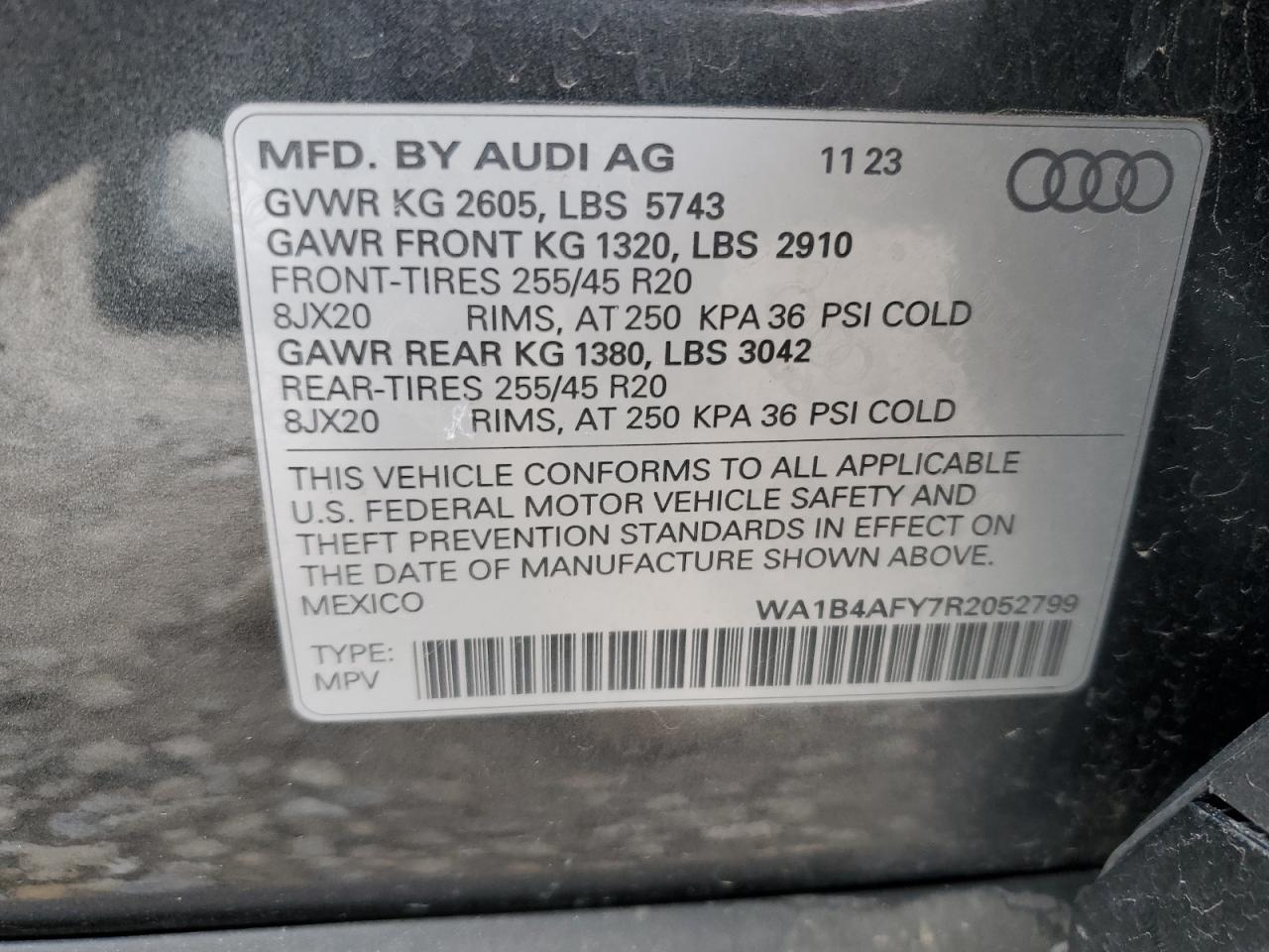 2024 Audi Sq5 Premium Plus VIN: WA1B4AFY7R2052799 Lot: 53692825