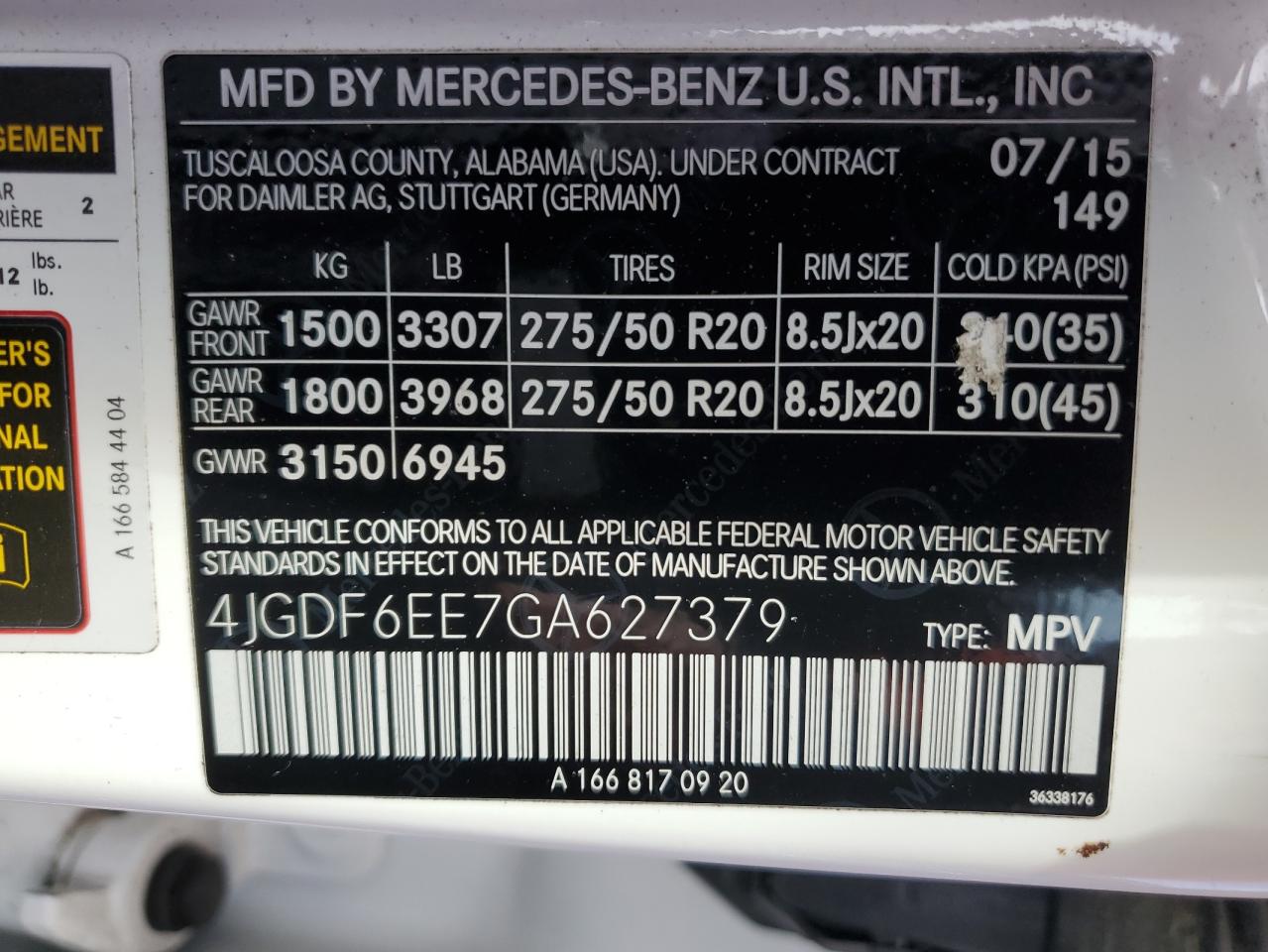 2016 Mercedes-Benz Gl 450 4Matic VIN: 4JGDF6EE7GA627379 Lot: 51318445