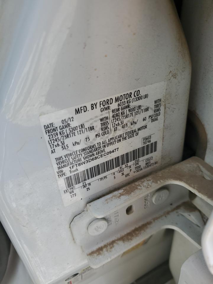 2012 Ford F350 Super Duty VIN: 1FT8W3D68CEC09477 Lot: 53456045