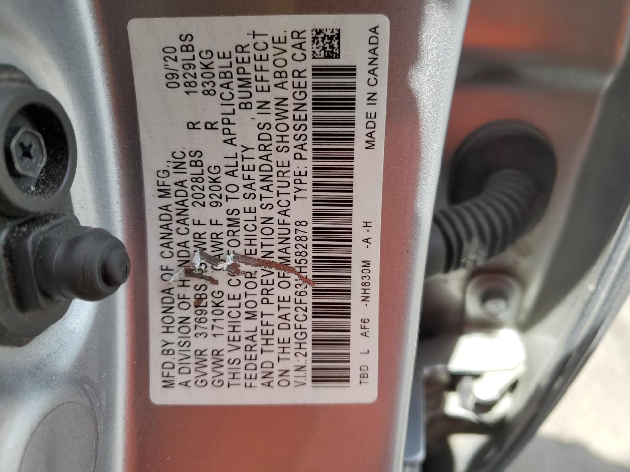 2HGFC2F63LH582878 HONDA CIVIC 2020