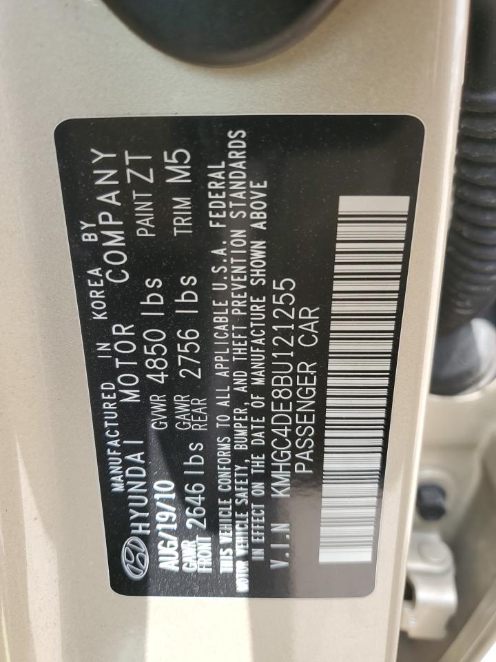 2011 Hyundai Genesis 3.8L VIN: KMHGC4DE8BU121255 Lot: 54934635