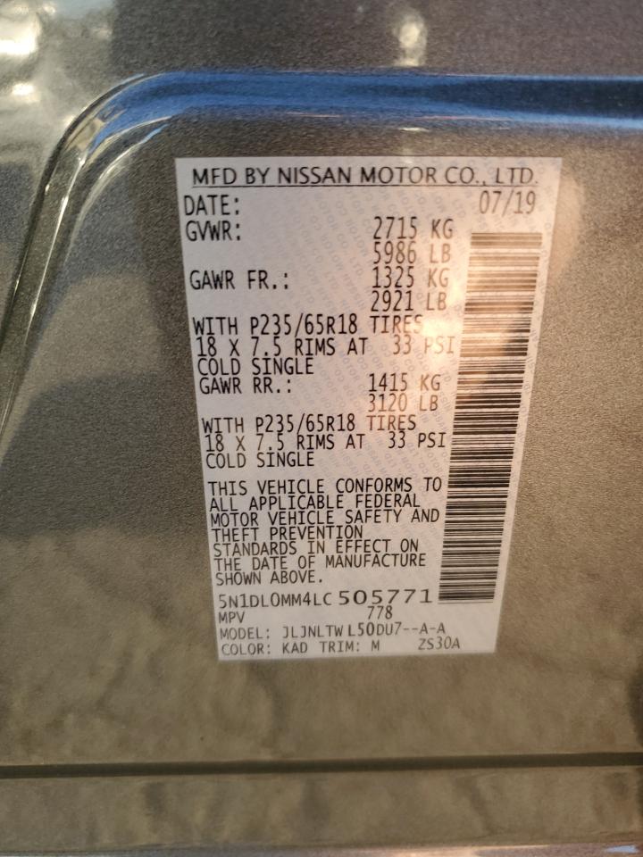2020 Infiniti Qx60 Luxe VIN: 5N1DL0MM4LC505771 Lot: 53074285