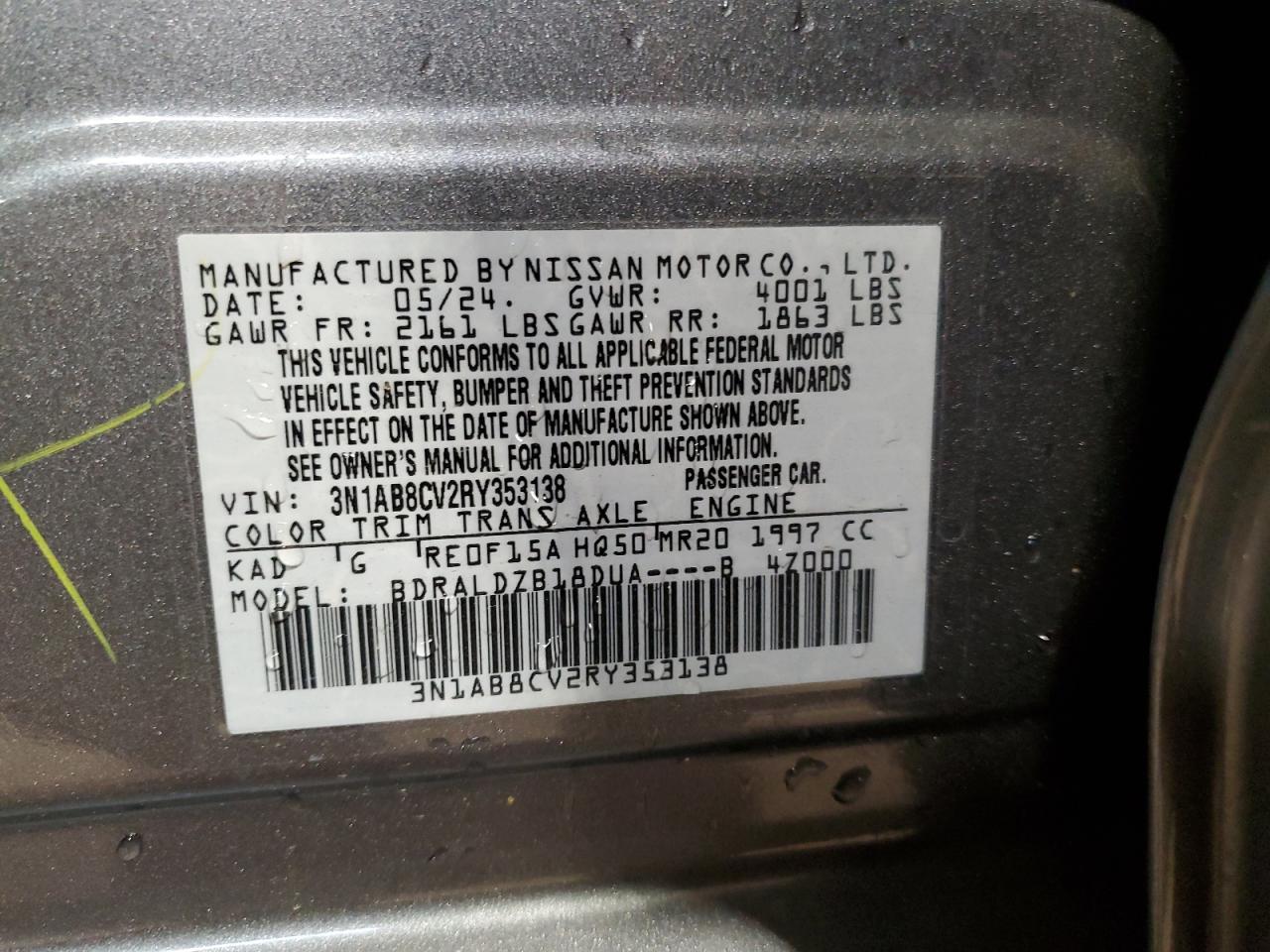3N1AB8CV2RY353138 NISSAN SENTRA 2024
