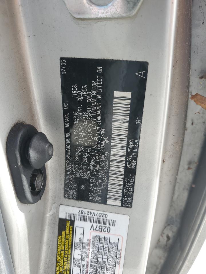 2005 Toyota Sienna Ce VIN: 5TDZA23C45S367199 Lot: 54737935