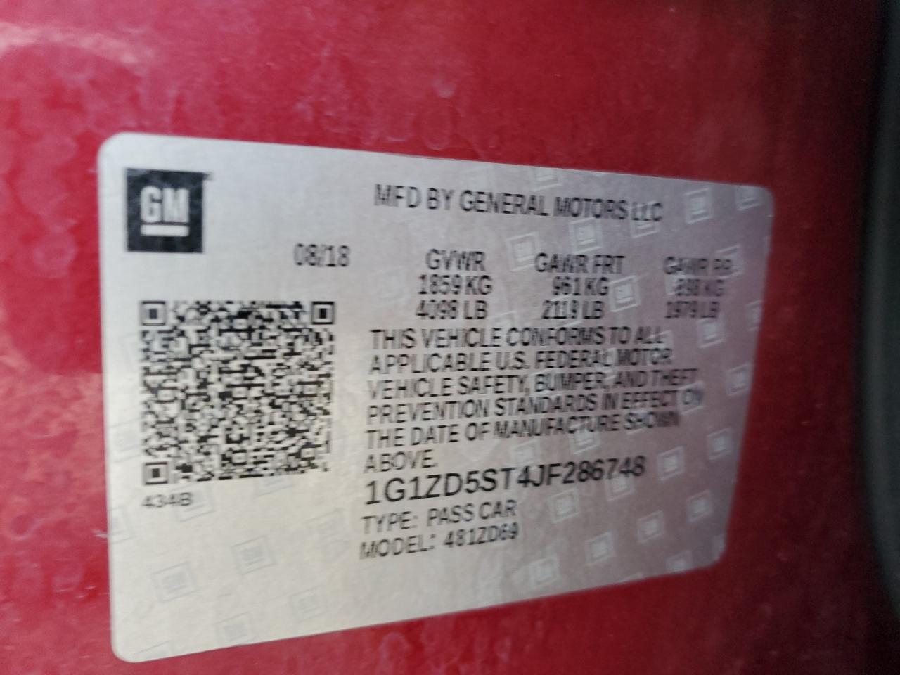 1G1ZD5ST4JF286748 CHEVROLET MALIBU 2018