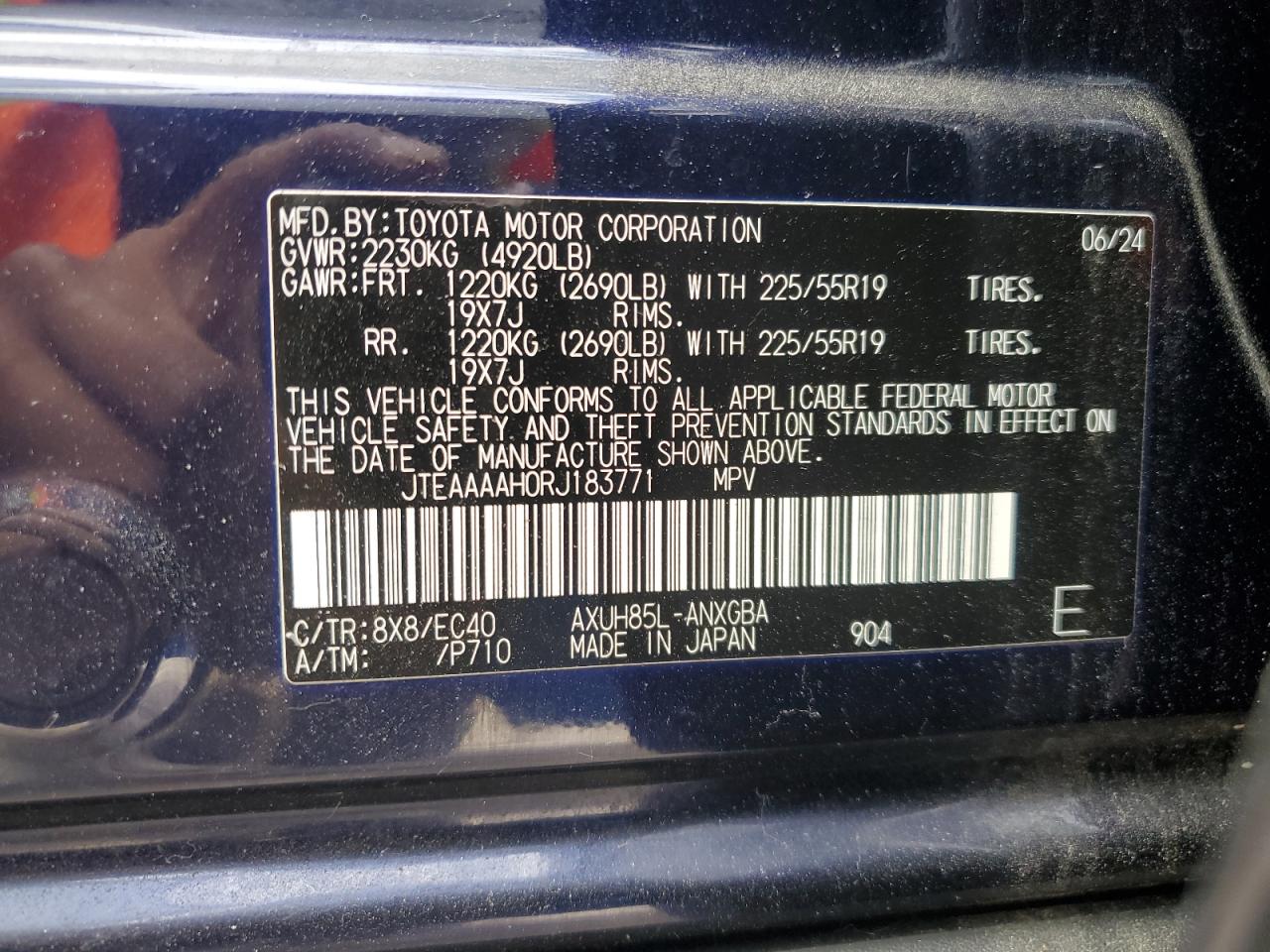 JTEAAAAH0RJ183771 TOYOTA VENZA 2024