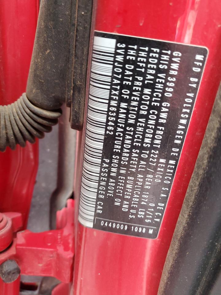 2015 Volkswagen Beetle 1.8T VIN: 3VWJ07ATXFM635462 Lot: 54505955