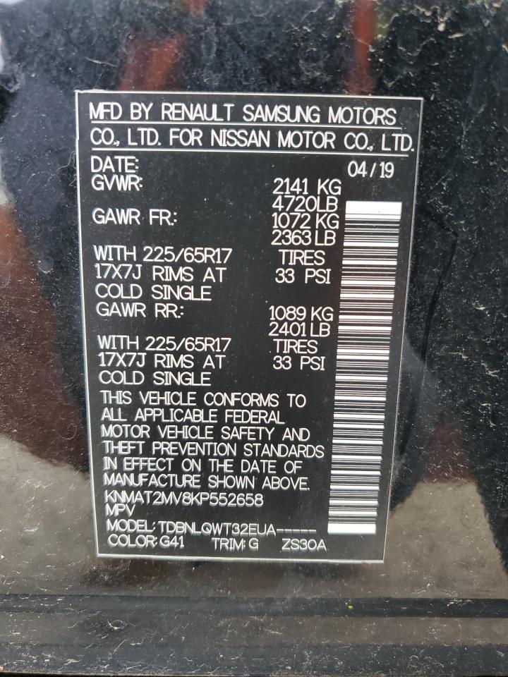KNMAT2MV8KP552658 NISSAN ROGUE 2019