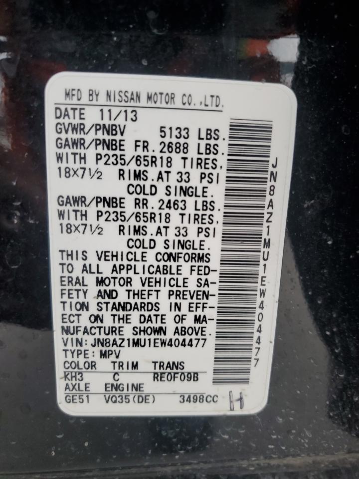 2014 Nissan Murano S VIN: JN8AZ1MU1EW404477 Lot: 52795785