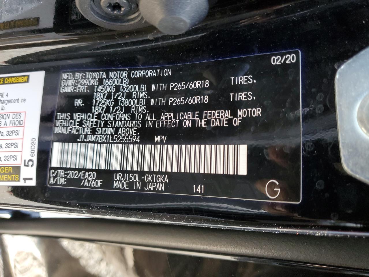 2020 Lexus Gx 460 Premium VIN: JTJAM7BX1L5255594 Lot: 51371365