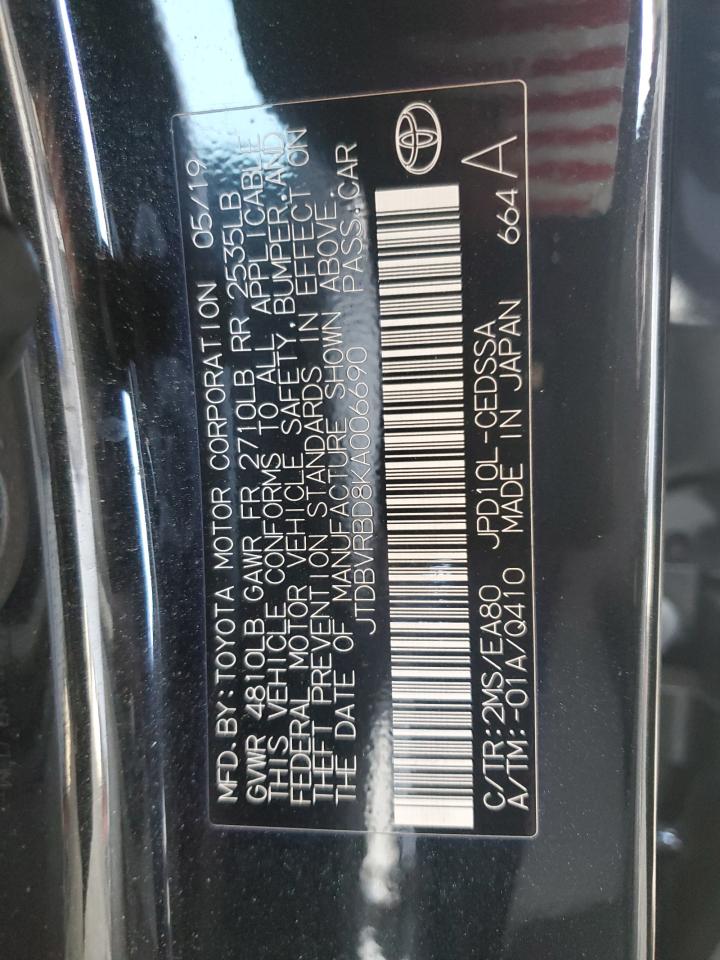 2019 Toyota Mirai VIN: JTDBVRBD8KA006690 Lot: 54625515