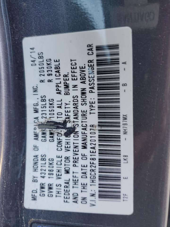2014 Honda Accord Exl VIN: 1HGCR2F81EA201078 Lot: 52185915