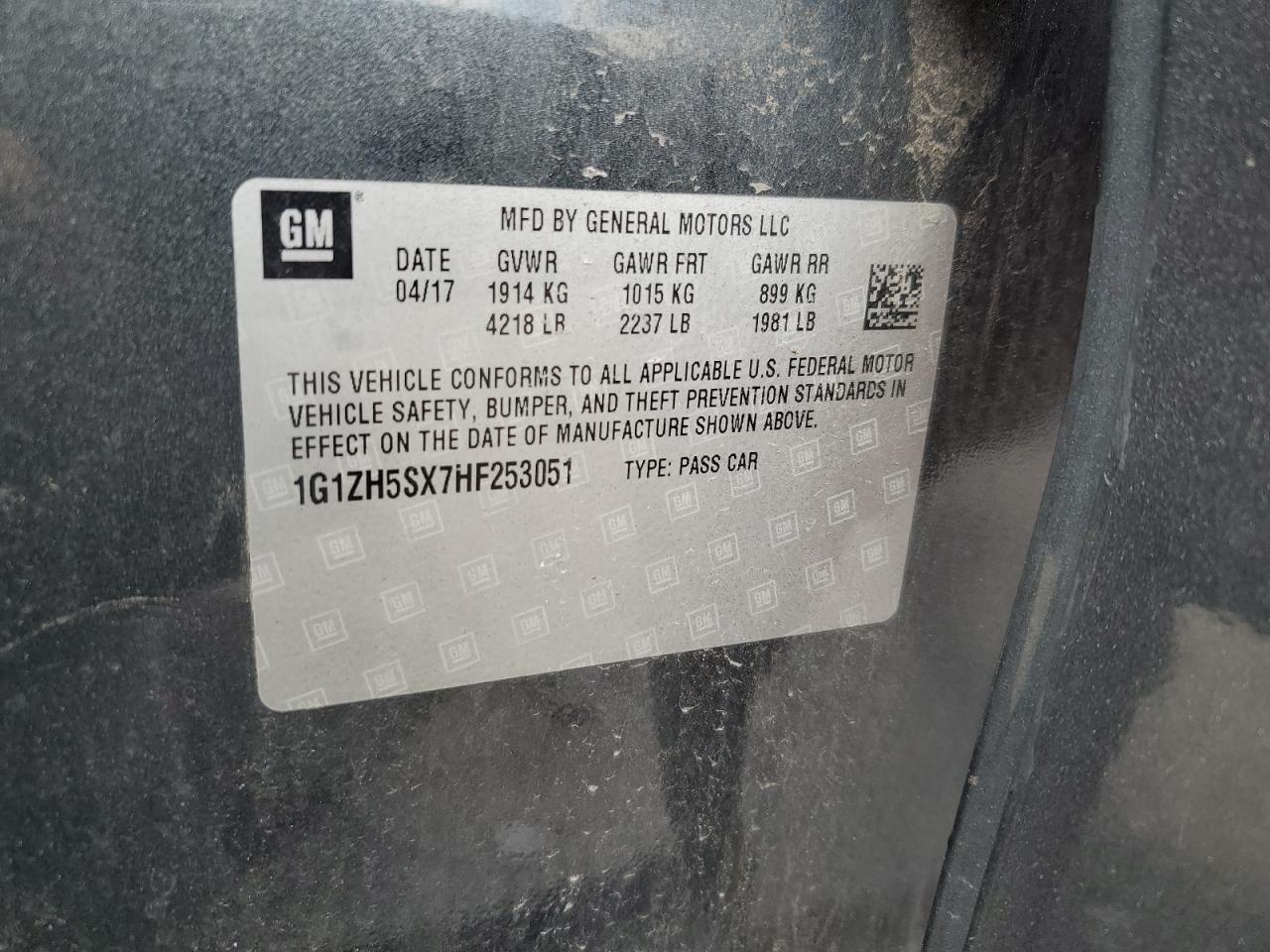 1G1ZH5SX7HF253051 CHEVROLET MALIBU 2017
