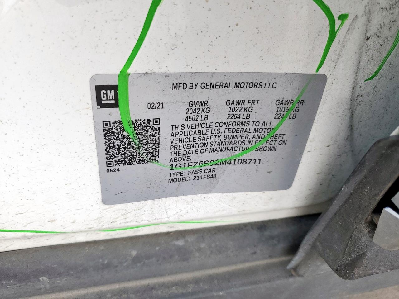 1G1FZ6S02M4108711 CHEVROLET BOLT 2021