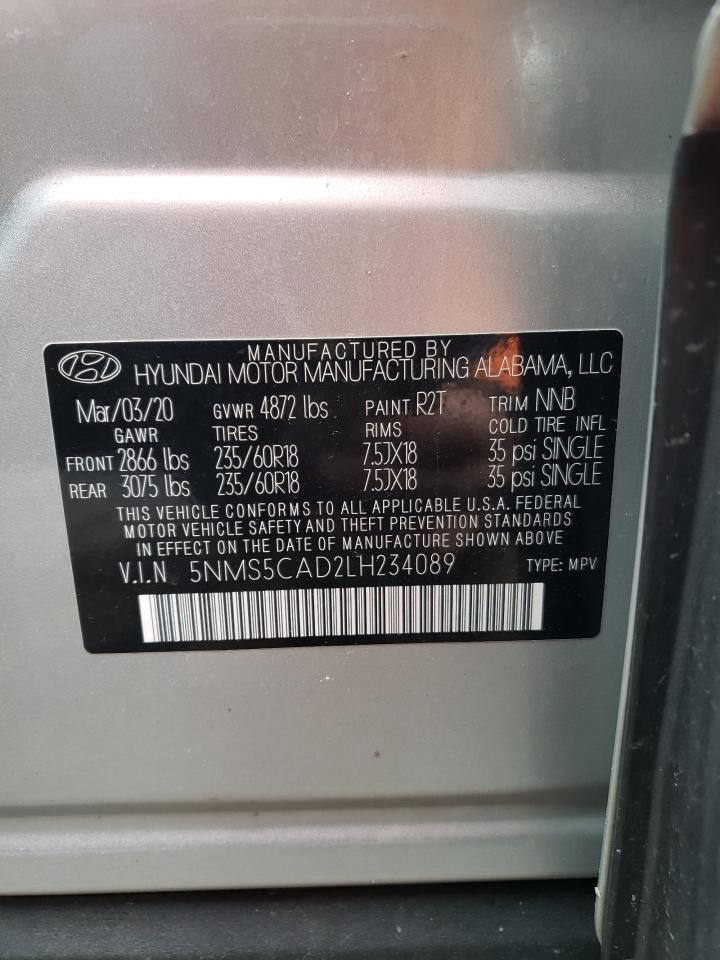2020 Hyundai Santa Fe Limited VIN: 5NMS5CAD2LH234089 Lot: 52980795