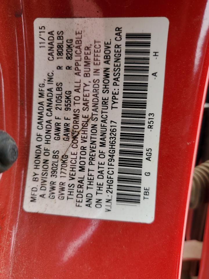 2HGFC1F94GH632617 HONDA CIVIC 2016