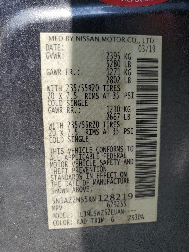 5N1AZ2MS5KN128219 NISSAN MURANO 2019