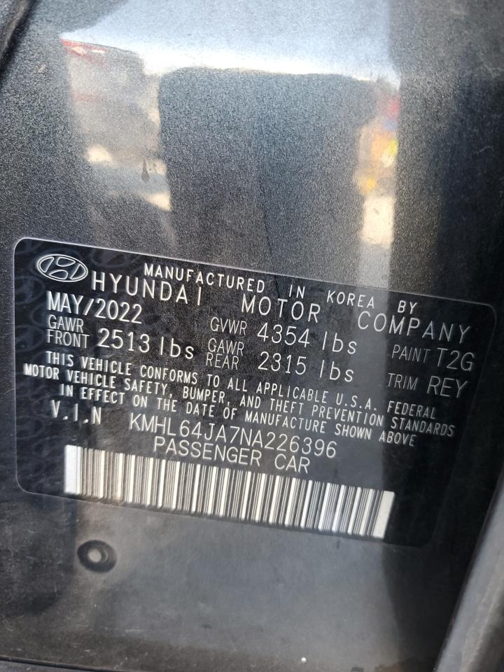 2022 Hyundai Sonata Sel VIN: KMHL64JA7NA226396 Lot: 53943835