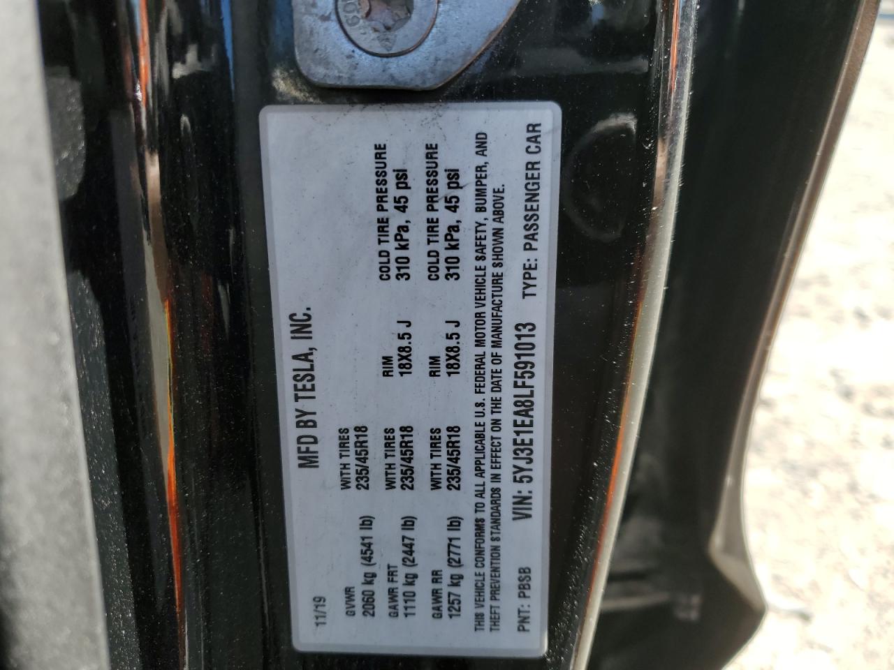 2020 Tesla Model 3 VIN: 5YJ3E1EA8LF591013 Lot: 53060315