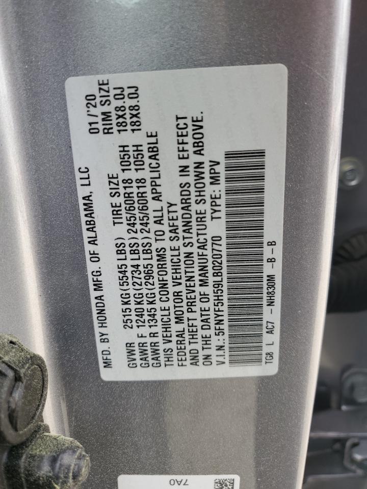 5FNYF5H59LB020770 HONDA PILOT 2020