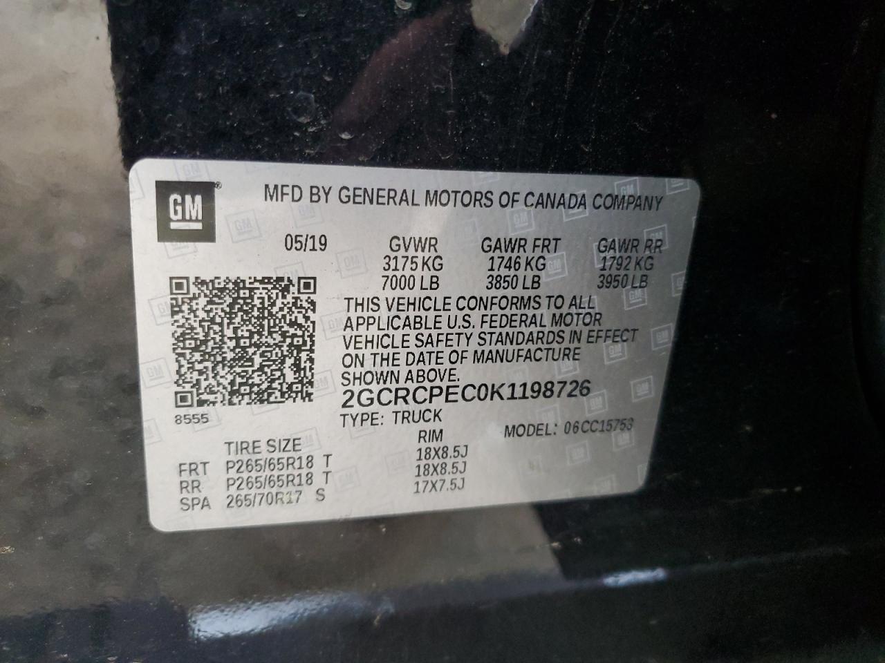 2019 Chevrolet Silverado Ld C1500 Lt VIN: 2GCRCPEC0K1198726 Lot: 51327665