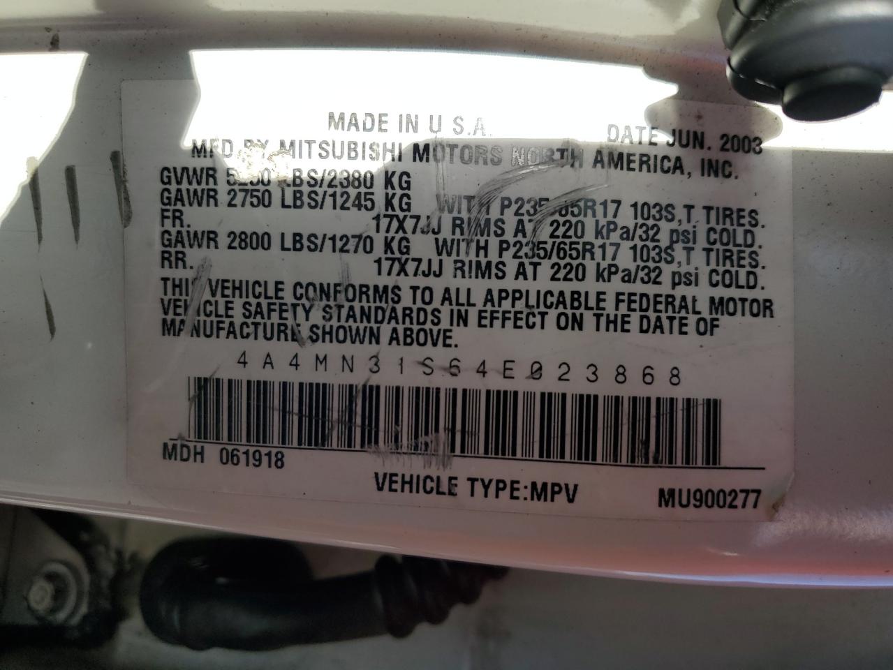 2004 Mitsubishi Endeavor Xls VIN: 4A4MN31S64E023868 Lot: 55136695