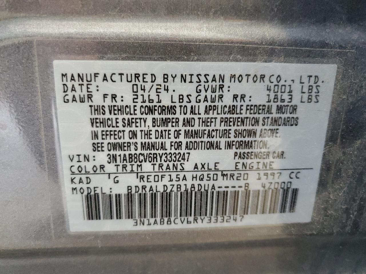 3N1AB8CV6RY333247 NISSAN SENTRA 2024