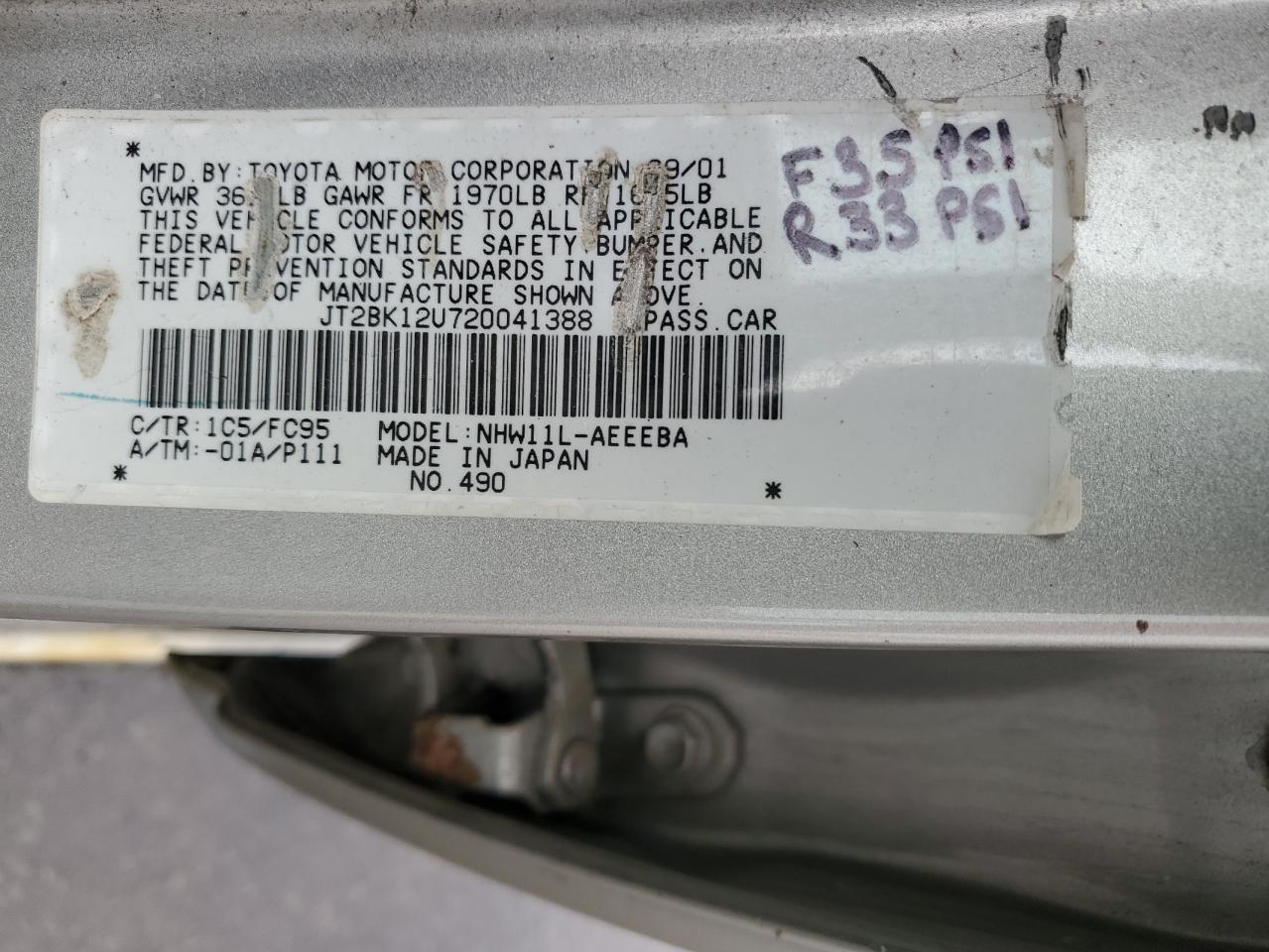 2002 Toyota Prius VIN: JT2BK12U720041388 Lot: 51797495