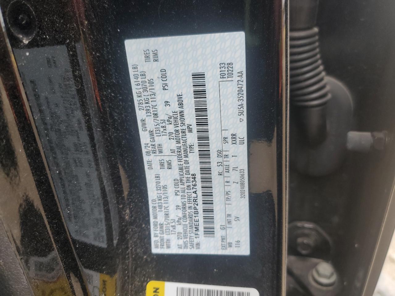 2024 Ford Bronco Black Diamond VIN: 1FMEE1BP2RLA76348 Lot: 51433615