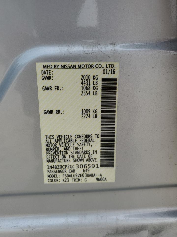 2016 Nissan Leaf Sv VIN: 1N4BZ0CP2GC306591 Lot: 54521315