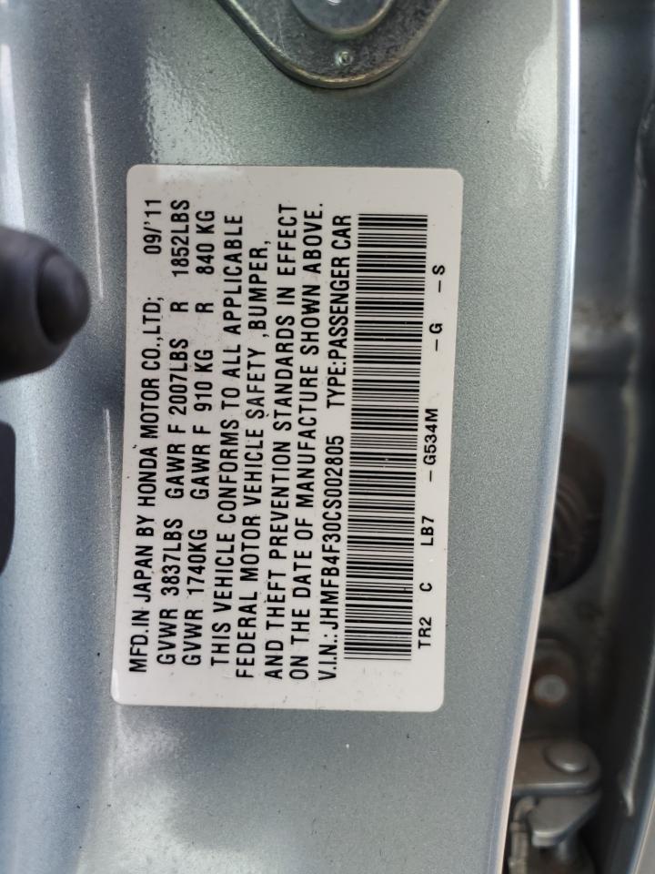 2012 Honda Civic Hybrid L VIN: JHMFB4F30CS002805 Lot: 54146925