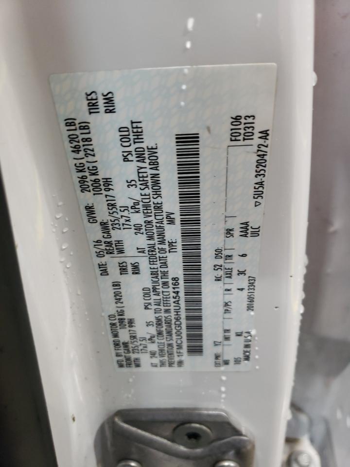 2017 Ford Escape Se VIN: 1FMCU0GD6HUA54168 Lot: 54518145