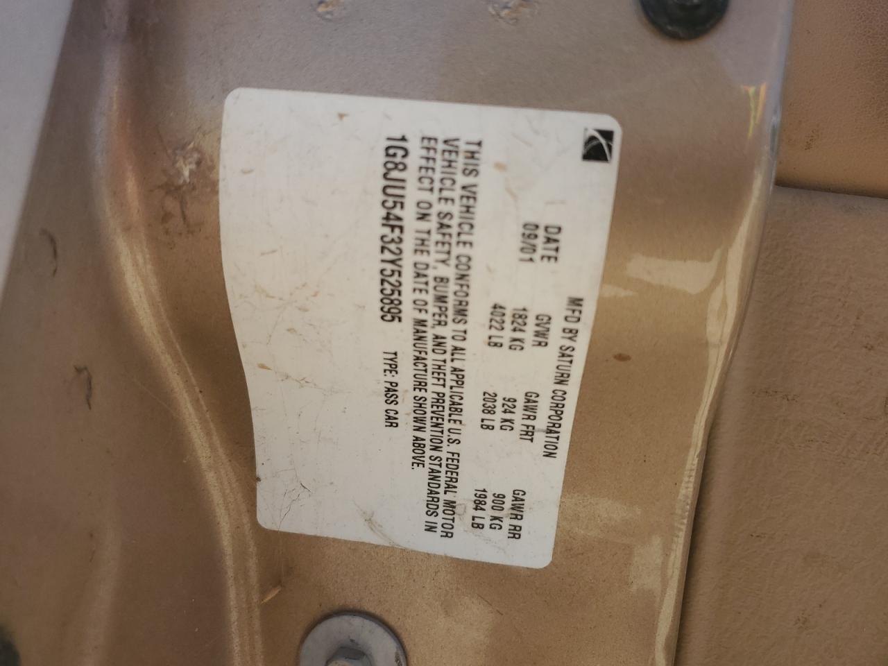 2002 Saturn L200 VIN: 1G8JU54F32Y525895 Lot: 64865385