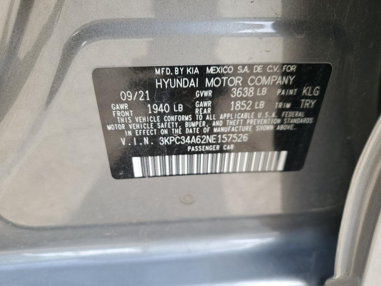2022 Hyundai Accent Limited VIN: 3KPC34A62NE157526 Lot: 53252175