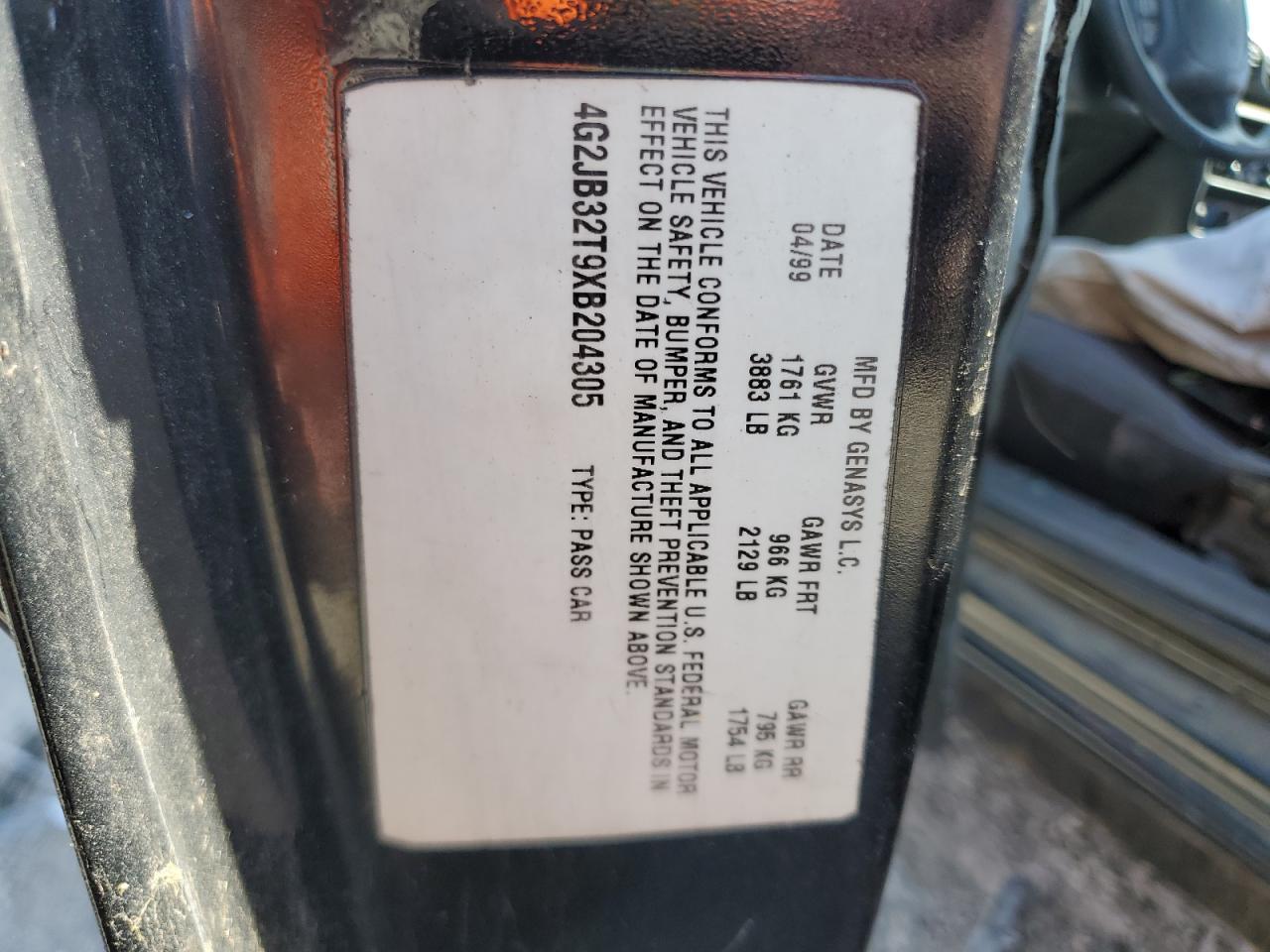 1999 Pontiac Sunfire Gt VIN: 4G2JB32T9XB204305 Lot: 54217065