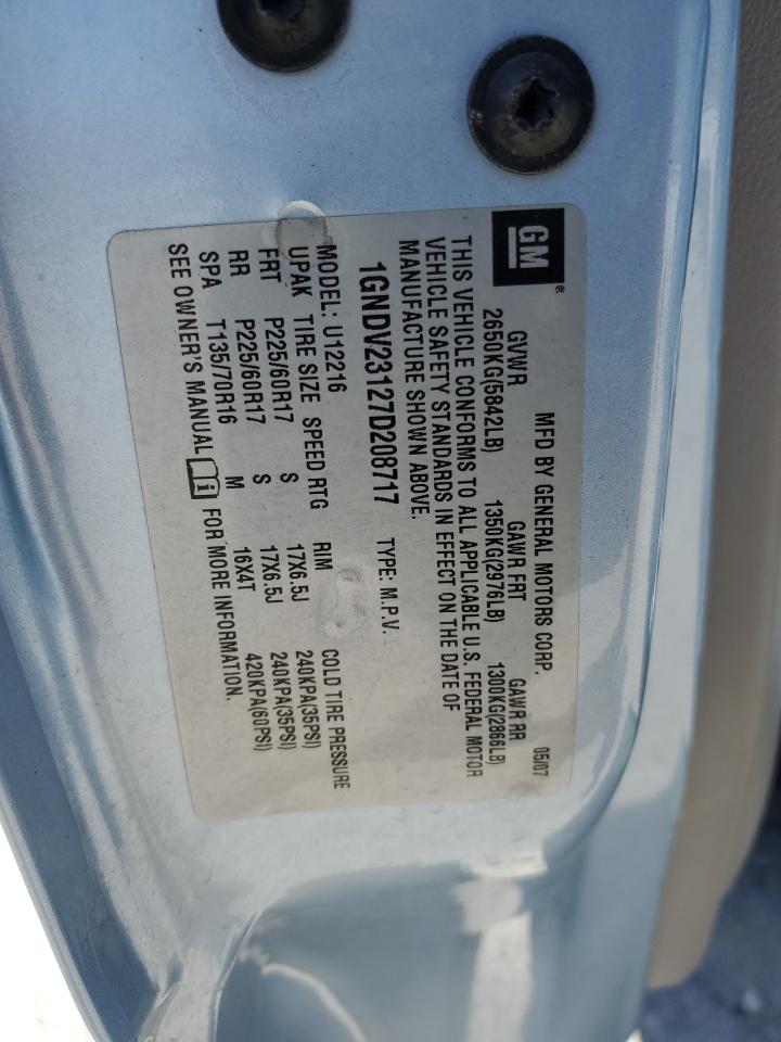 2007 Chevrolet Uplander Ls VIN: 1GNDV23127D208717 Lot: 52704335