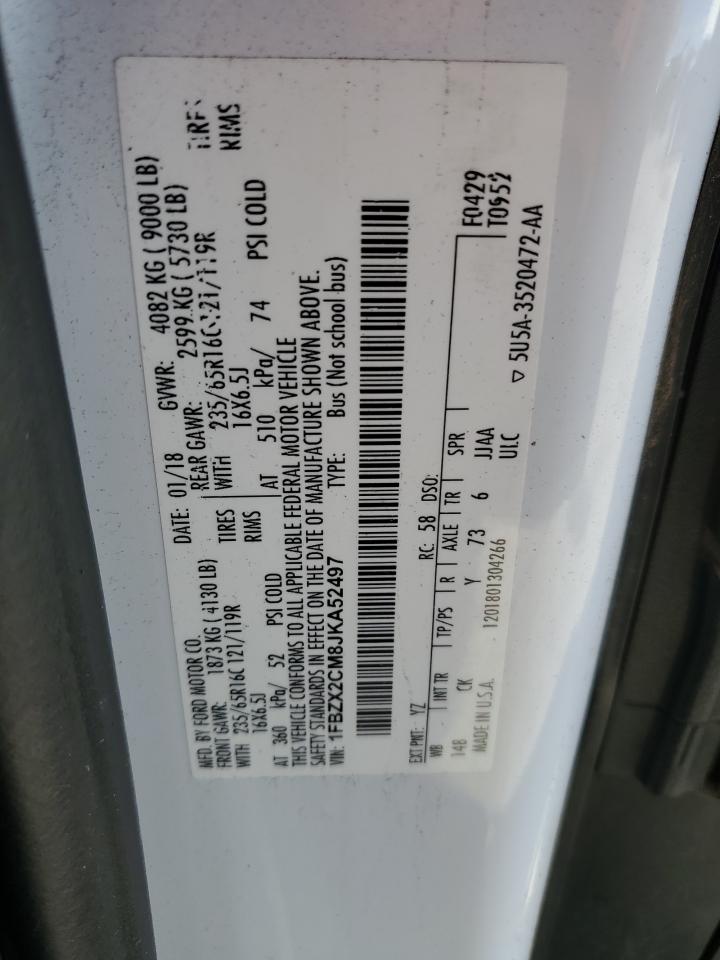 1FBZX2CM8JKA52497 FORD TRANSIT 2018