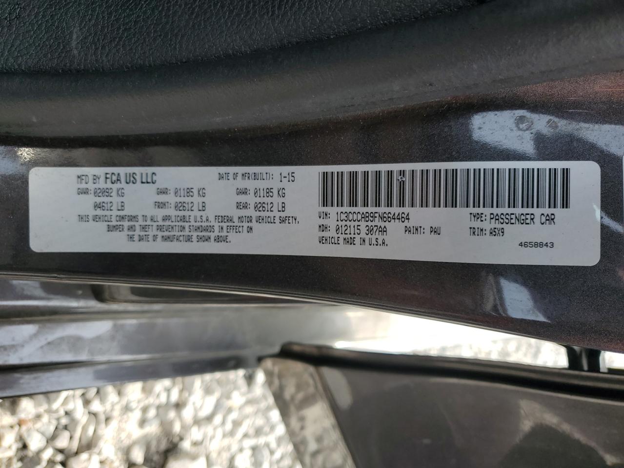 2015 Chrysler 200 Limited VIN: 1C3CCCAB9FN664464 Lot: 54674075