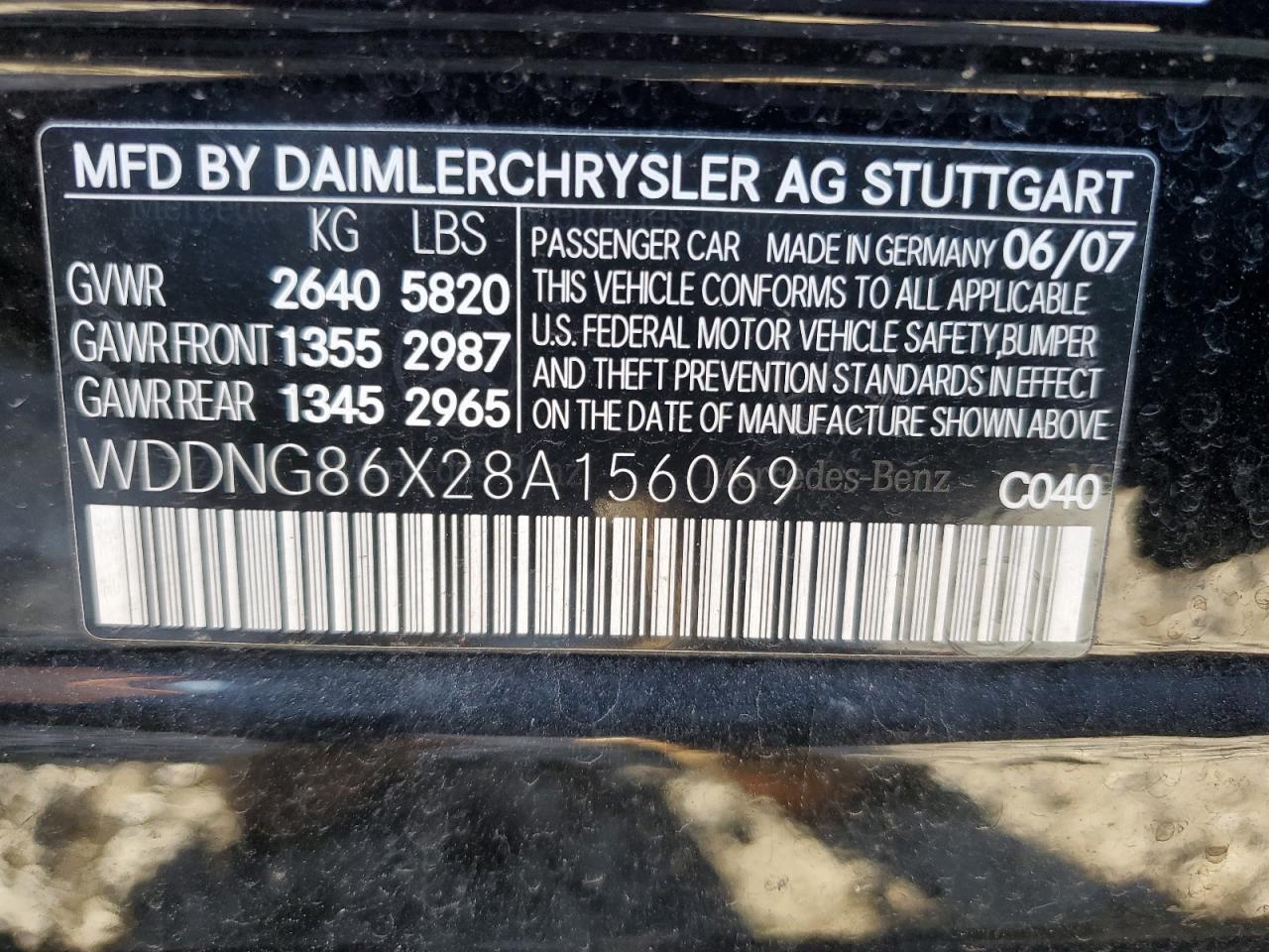 2008 Mercedes-Benz S 550 4Matic VIN: WDDNG86X28A156069 Lot: 54447455