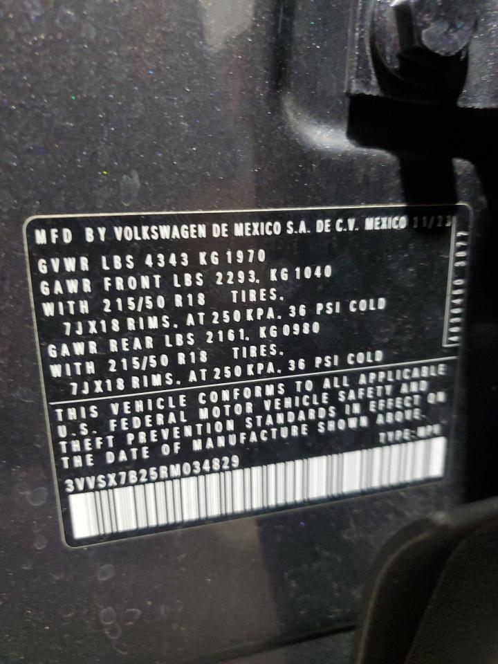 2024 Volkswagen Taos Se VIN: 3VVSX7B25RM034829 Lot: 55111855