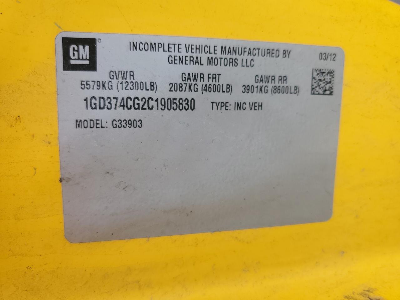 2012 GMC Savana Cutaway G3500 VIN: 1GD374CG2C1905830 Lot: 53821395