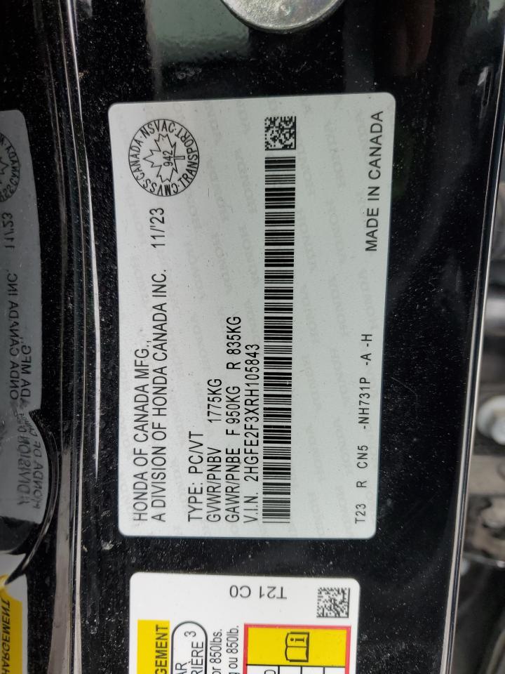 2HGFE2F3XRH105843 HONDA CIVIC 2024