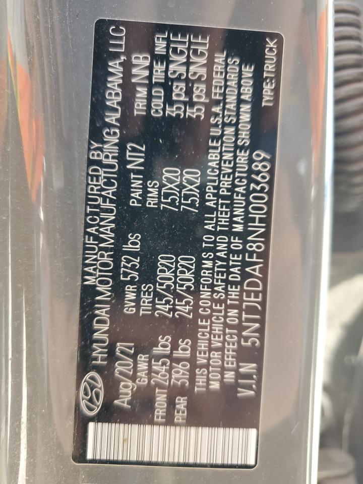2022 Hyundai Santa Cruz Limited VIN: 5NTJEDAF8NH003689 Lot: 54707005