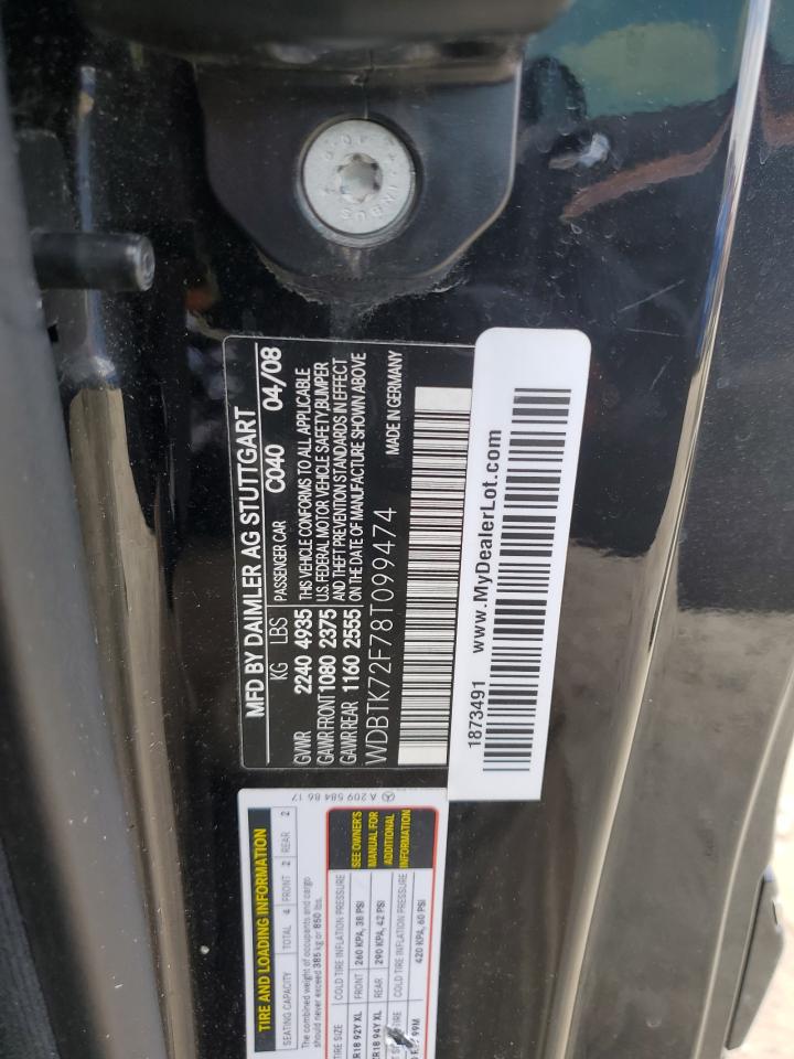 2008 Mercedes-Benz Clk 550 VIN: WDBTK72F78T099474 Lot: 52747265