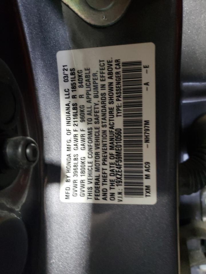 2021 Honda Insight Ex VIN: 19XZE4F59ME010560 Lot: 52344805
