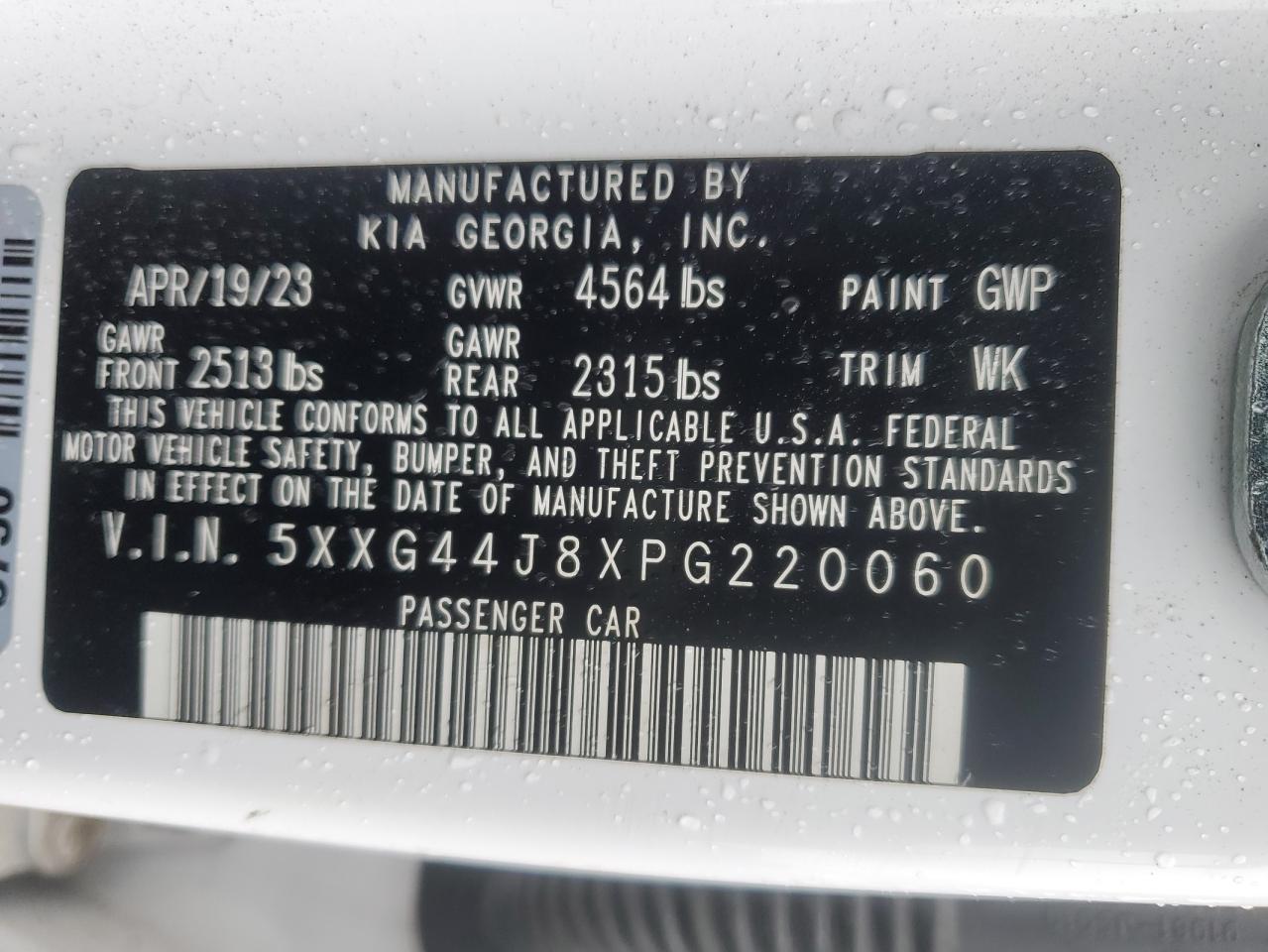 2023 Kia K5 Gt VIN: 5XXG44J8XPG220060 Lot: 52571215