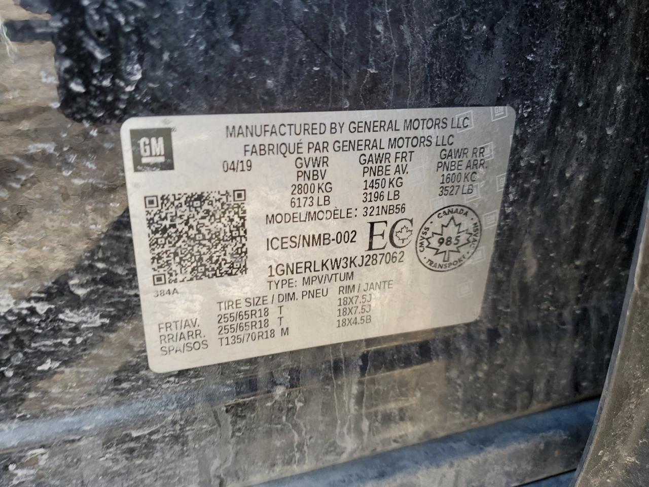 2019 Chevrolet Traverse Ls VIN: 1GNERLKW3KJ287062 Lot: 53081435