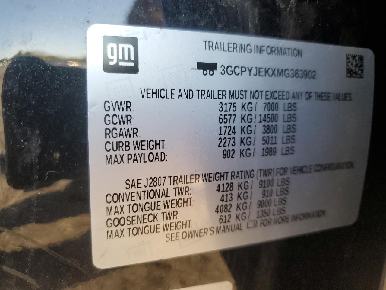 3GCPYJEKXMG363902 CHEVROLET ALL Models 2021